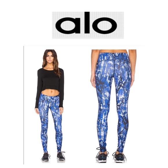 Alo Blue Patterned Leggings M - Picture 1 of 12